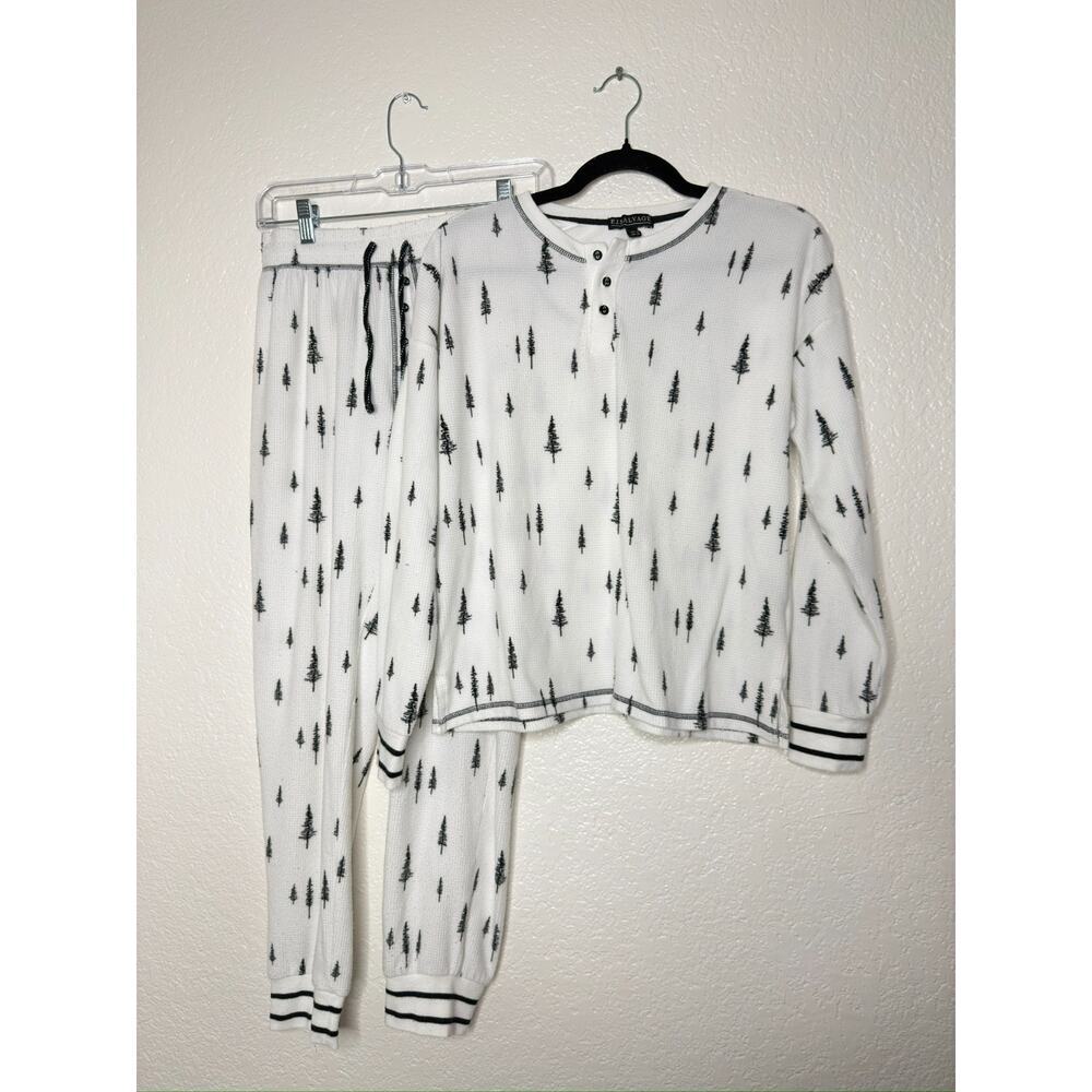 Pj Salvage Pajama Set Xsmall White Forest Trees Winter *Pilling Longsleeve Pants